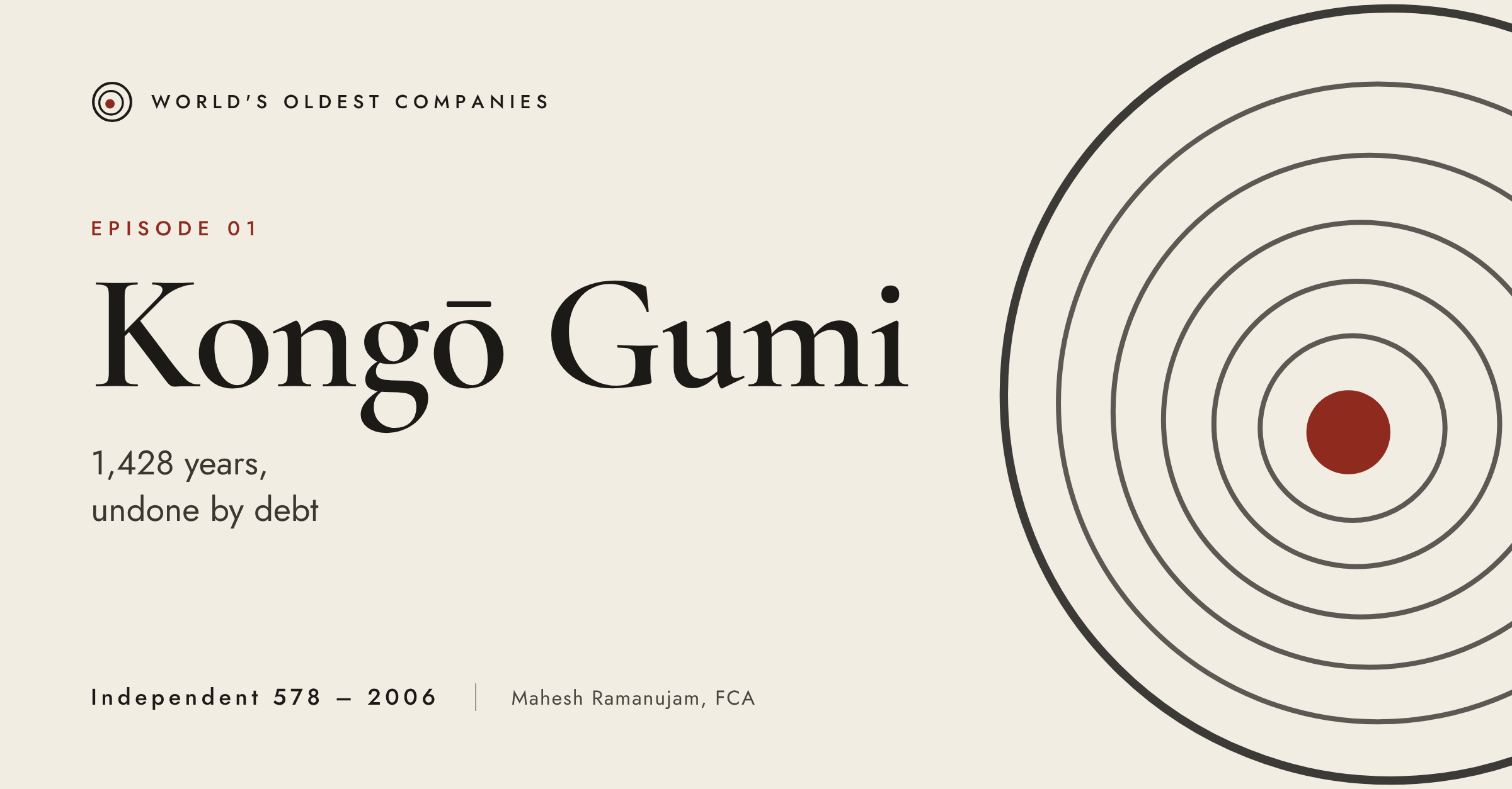 Episode 01 cover: Kongō Gumi, 1,428 years, undone by debt